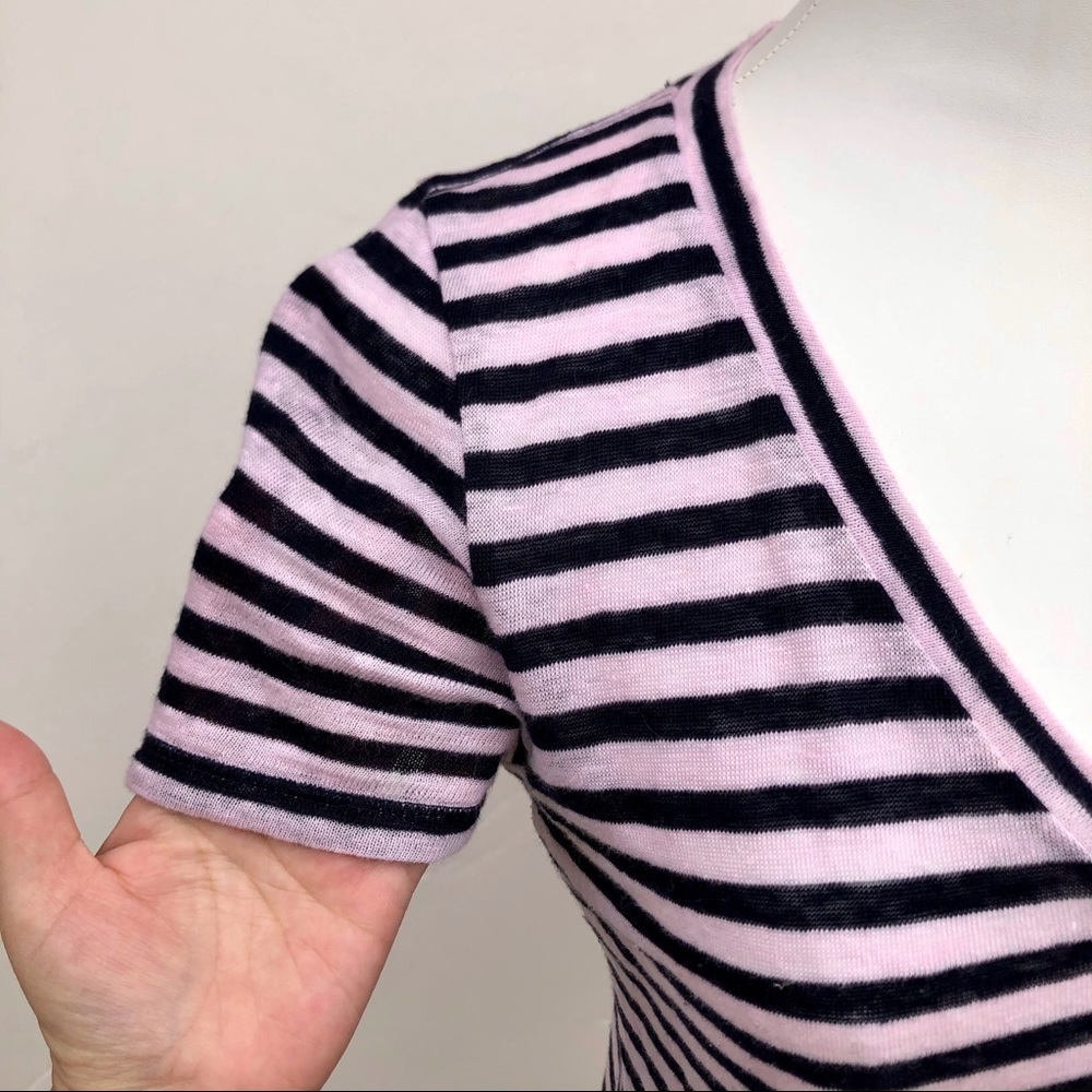 J. Crew Linen V-neck pocket T-shirt in stripe - Picture 7 of 9
